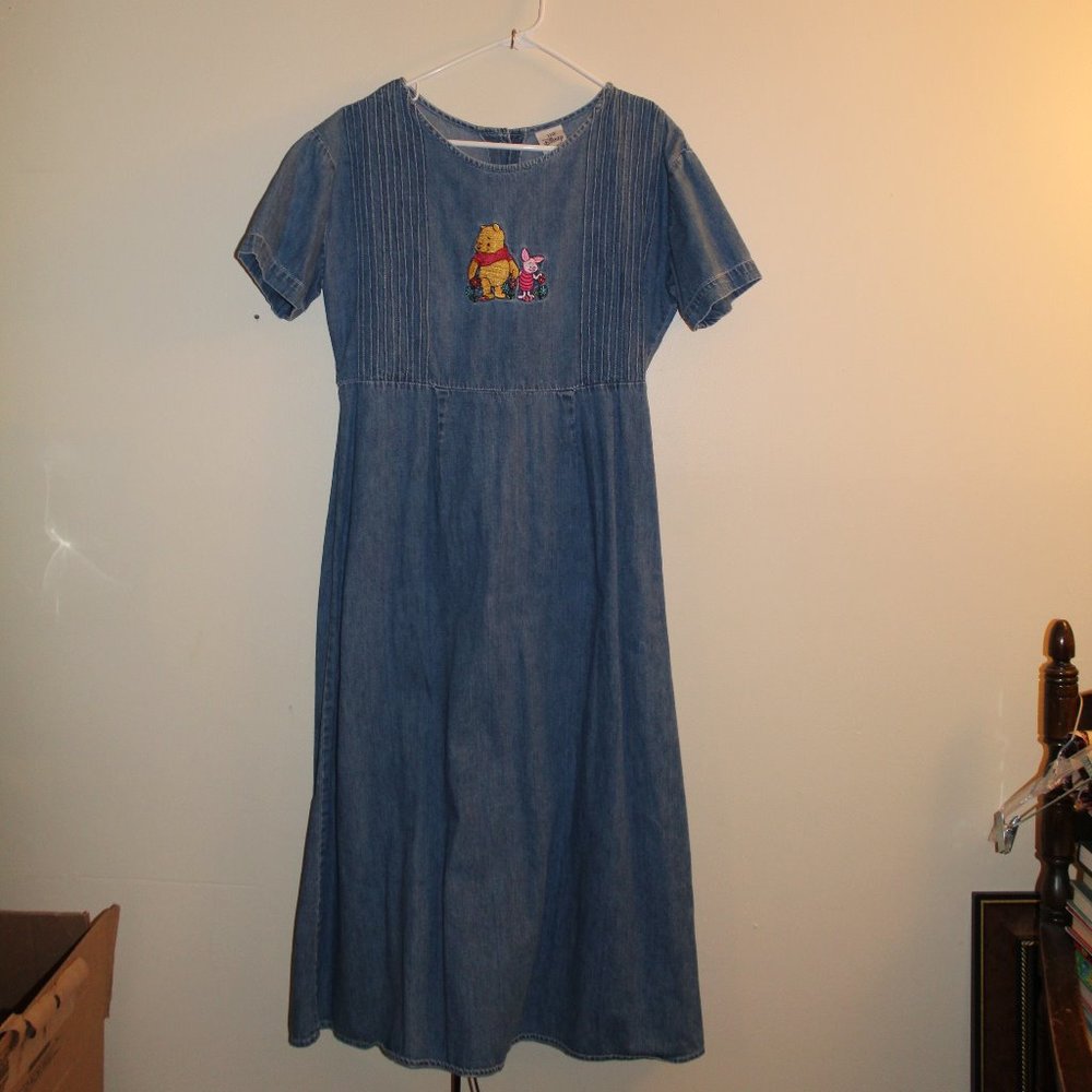 Disney Pooh Bear Denim Midi Dress M